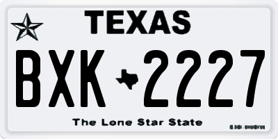TX license plate BXK2227