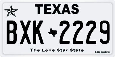 TX license plate BXK2229