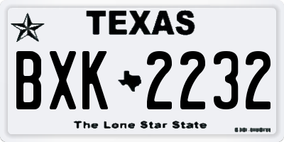 TX license plate BXK2232