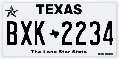 TX license plate BXK2234