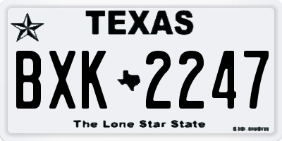 TX license plate BXK2247