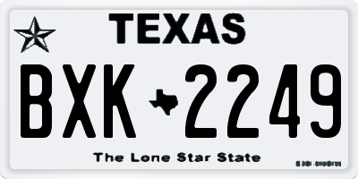 TX license plate BXK2249