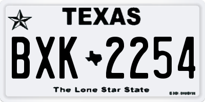 TX license plate BXK2254