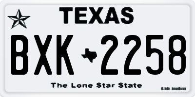 TX license plate BXK2258