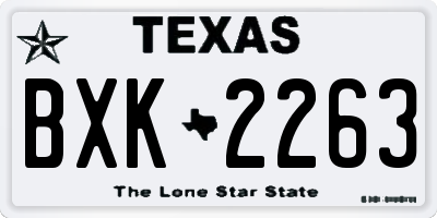 TX license plate BXK2263