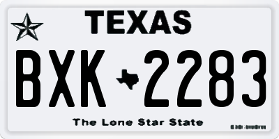 TX license plate BXK2283