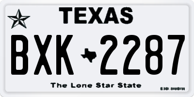 TX license plate BXK2287