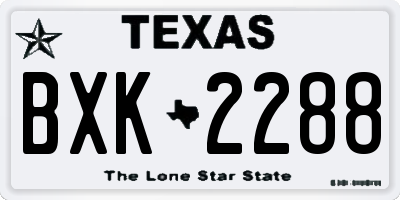 TX license plate BXK2288