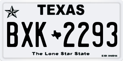 TX license plate BXK2293
