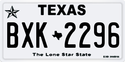 TX license plate BXK2296