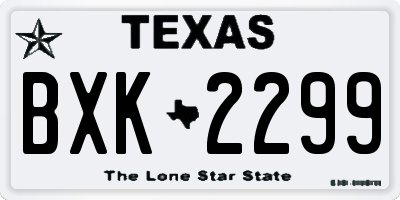 TX license plate BXK2299