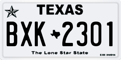 TX license plate BXK2301
