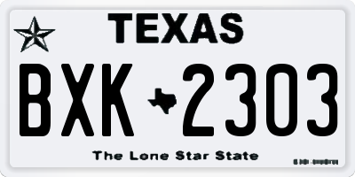 TX license plate BXK2303