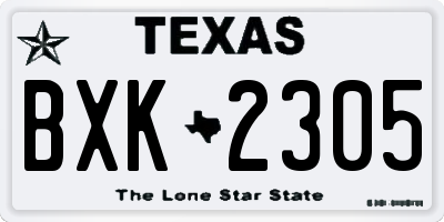 TX license plate BXK2305