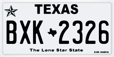 TX license plate BXK2326