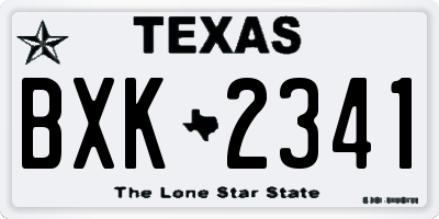 TX license plate BXK2341