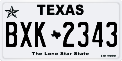 TX license plate BXK2343