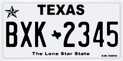 TX license plate BXK2345