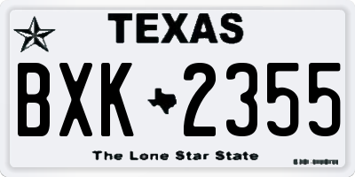 TX license plate BXK2355