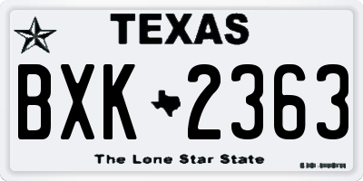 TX license plate BXK2363