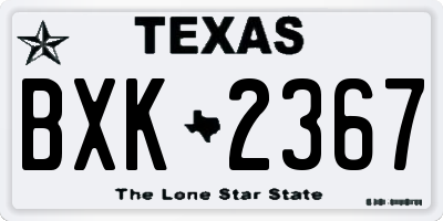 TX license plate BXK2367