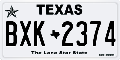 TX license plate BXK2374