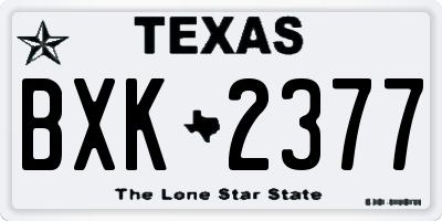 TX license plate BXK2377