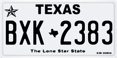TX license plate BXK2383