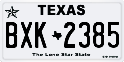 TX license plate BXK2385
