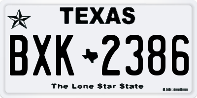 TX license plate BXK2386