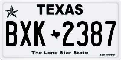 TX license plate BXK2387