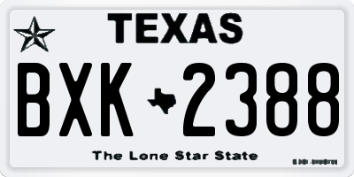 TX license plate BXK2388