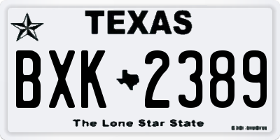 TX license plate BXK2389