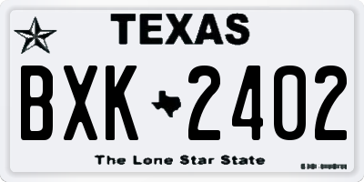TX license plate BXK2402