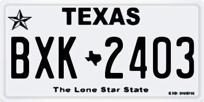TX license plate BXK2403