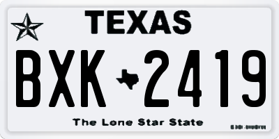 TX license plate BXK2419