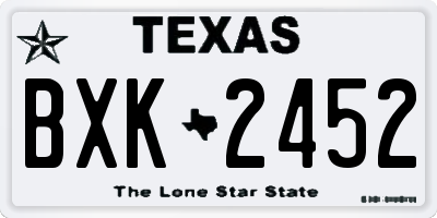 TX license plate BXK2452