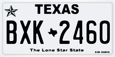 TX license plate BXK2460