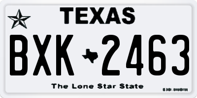 TX license plate BXK2463
