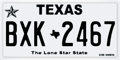 TX license plate BXK2467