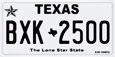 TX license plate BXK2500