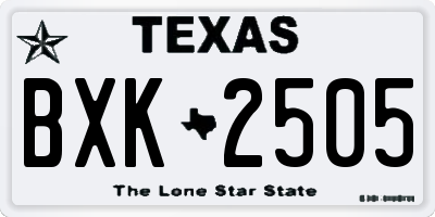 TX license plate BXK2505
