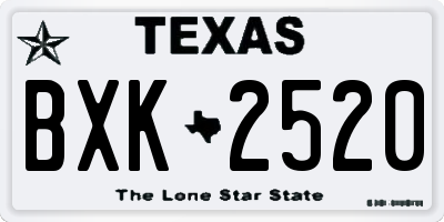 TX license plate BXK2520