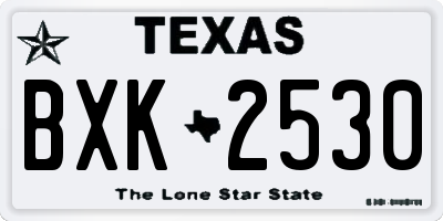 TX license plate BXK2530