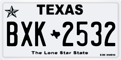 TX license plate BXK2532