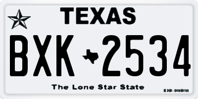 TX license plate BXK2534