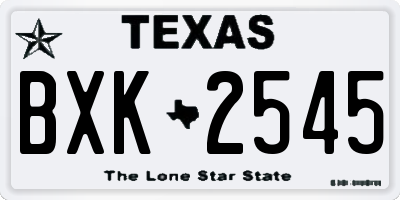 TX license plate BXK2545