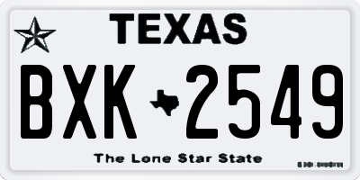 TX license plate BXK2549