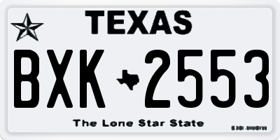 TX license plate BXK2553
