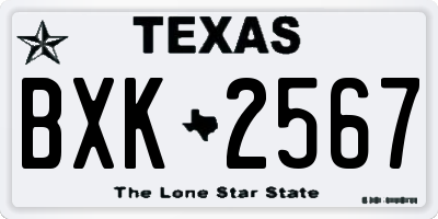 TX license plate BXK2567